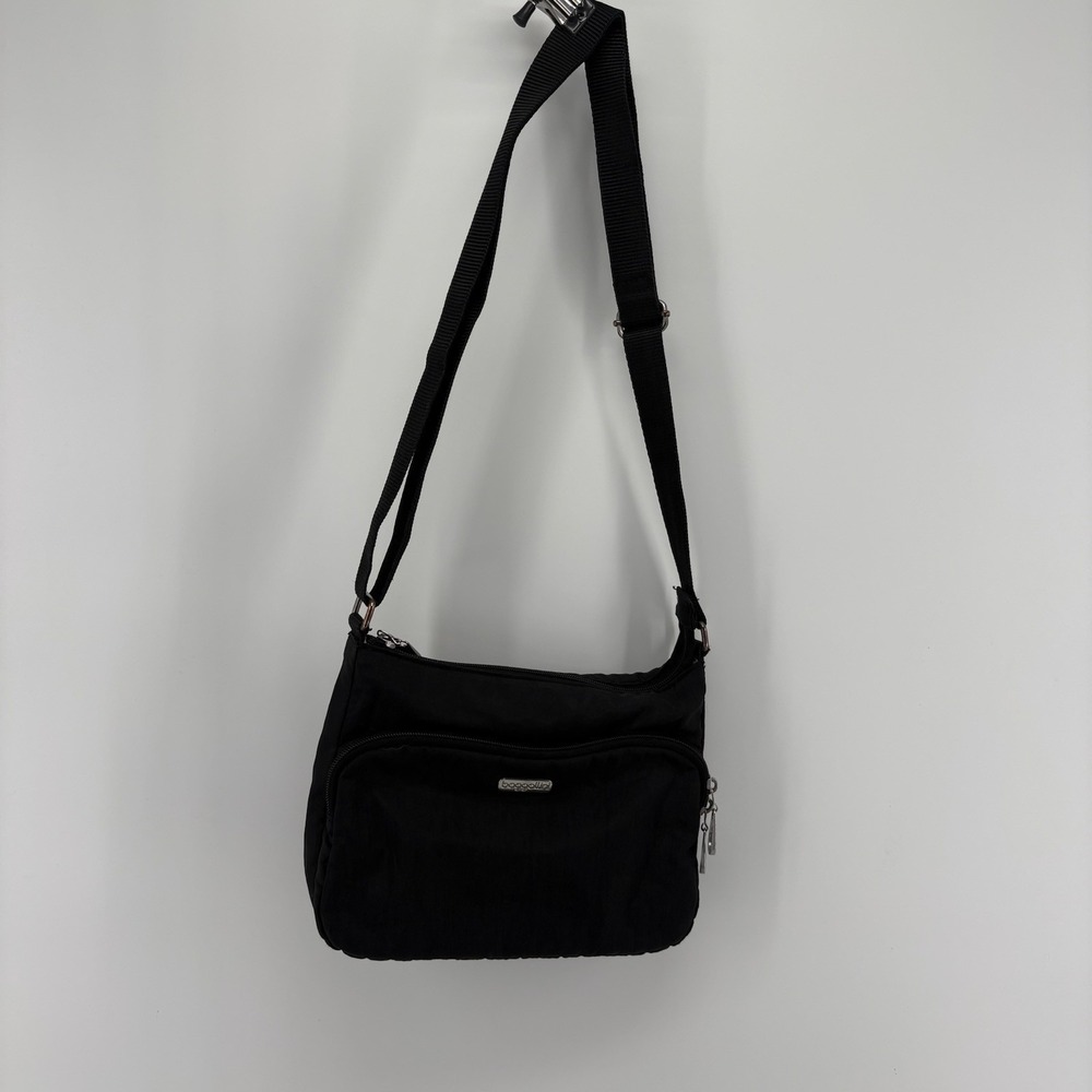 Baggallini Joey Crossbody Purse Handbag Small Tote Black Light Zippered Pockets